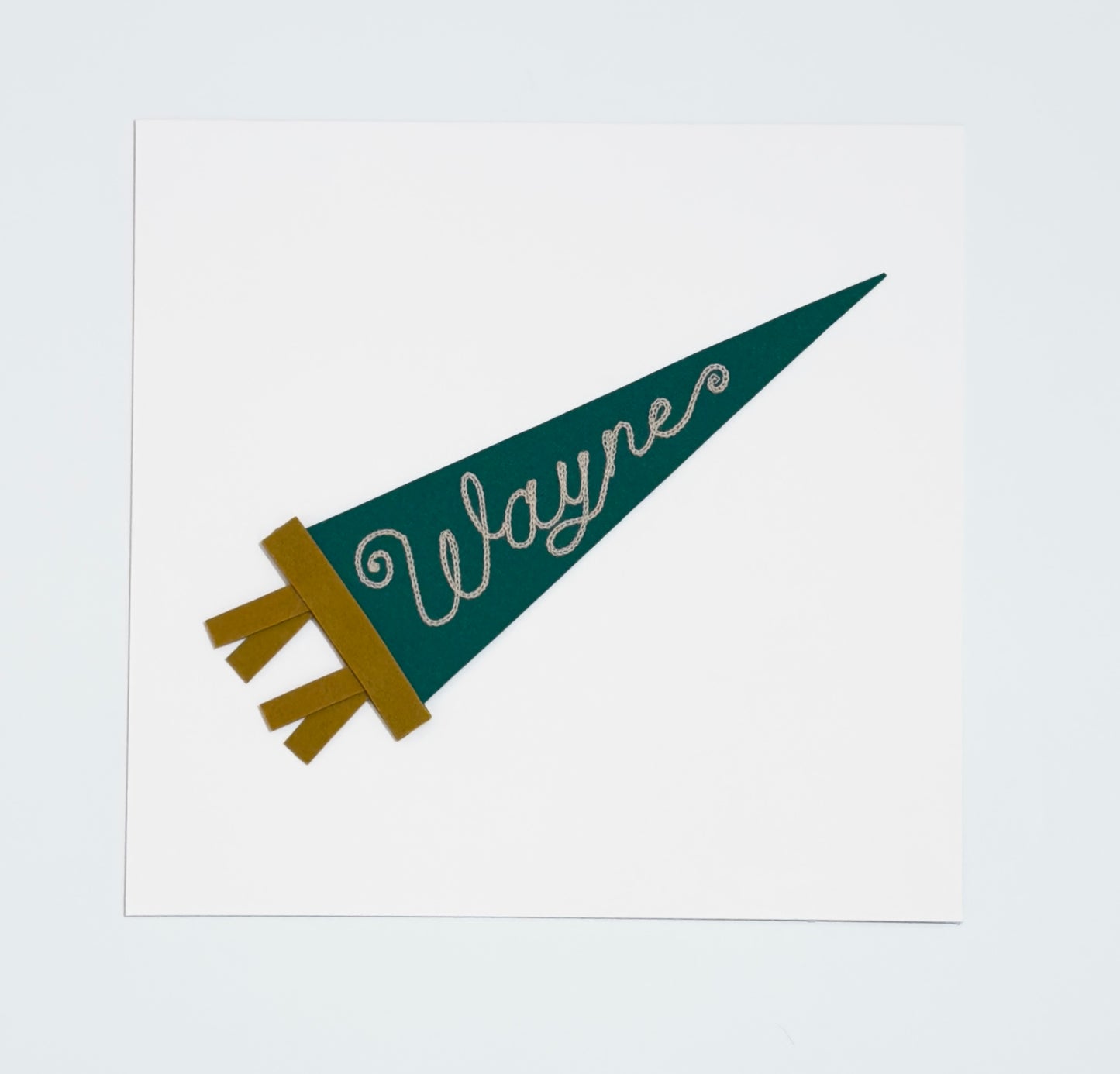 WAYNE Felt Hand-Chainstitched Pennant Flag