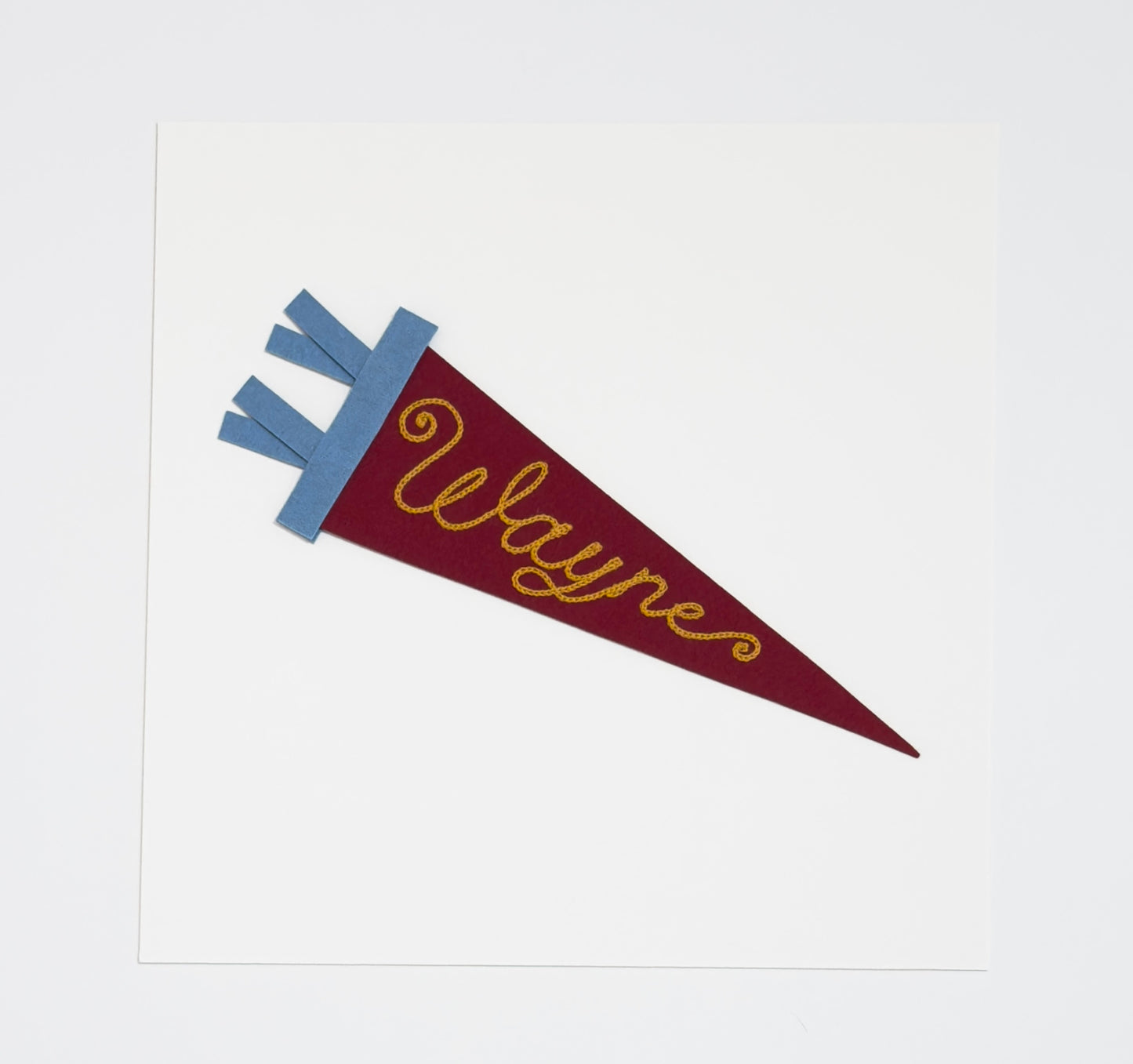 WAYNE Felt Hand-Chainstitched Pennant Flag