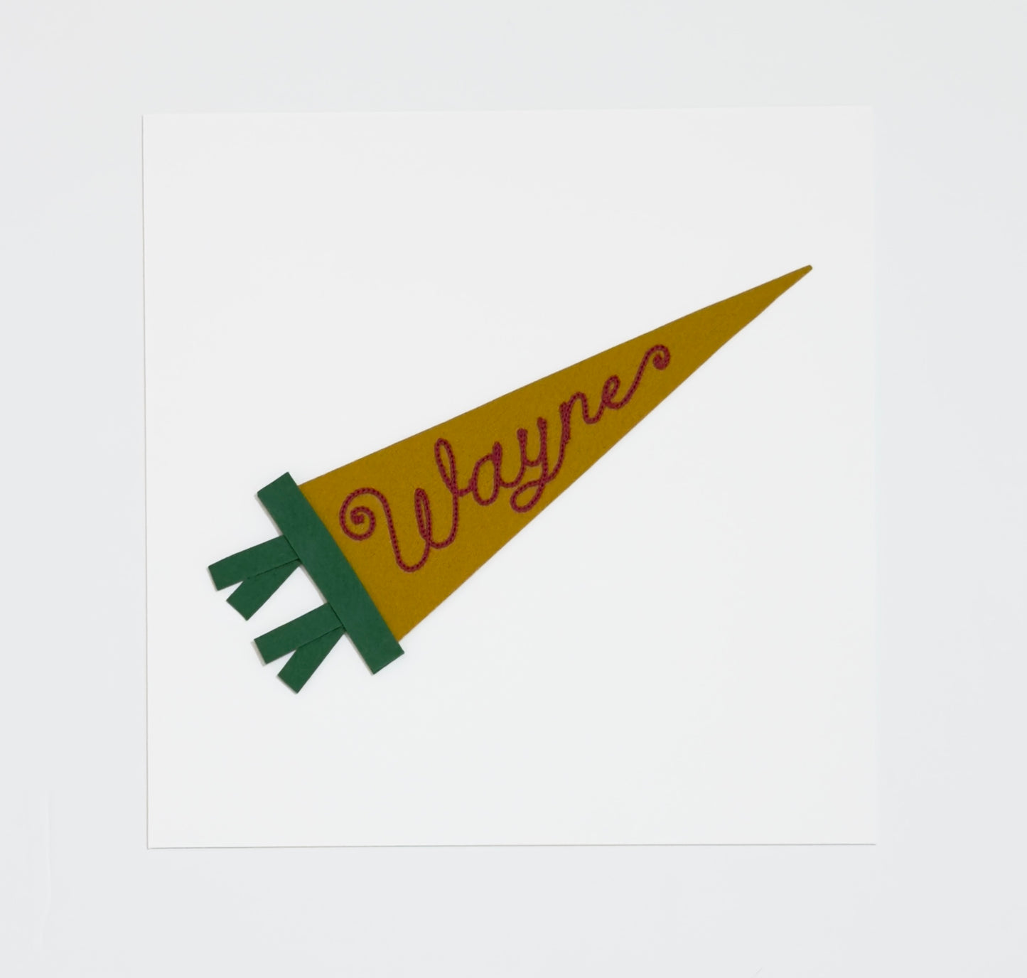 WAYNE Felt Hand-Chainstitched Pennant Flag