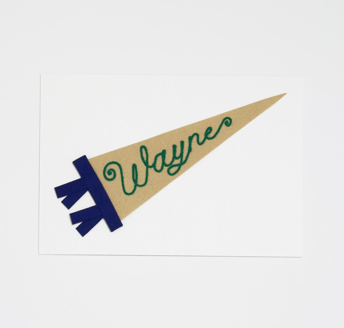 WAYNE Felt Hand-Chainstitched Pennant Flag