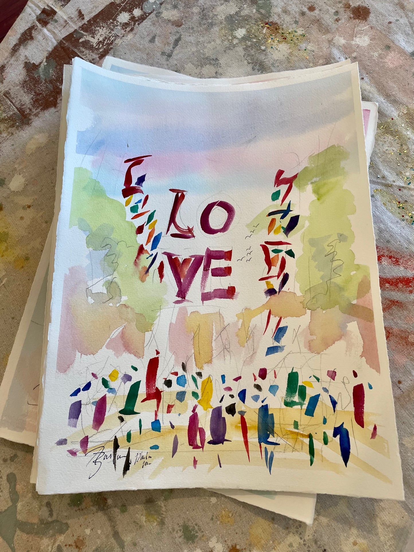 LOVE II Watercolor | 11 x 15