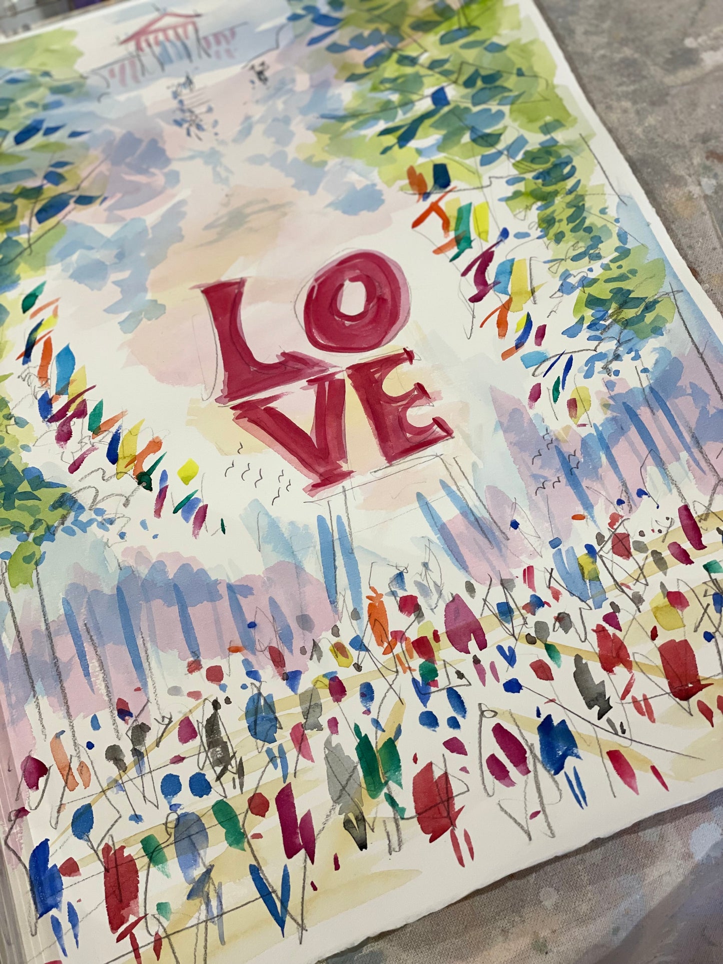 LOVE II Watercolor   | 15 x 20