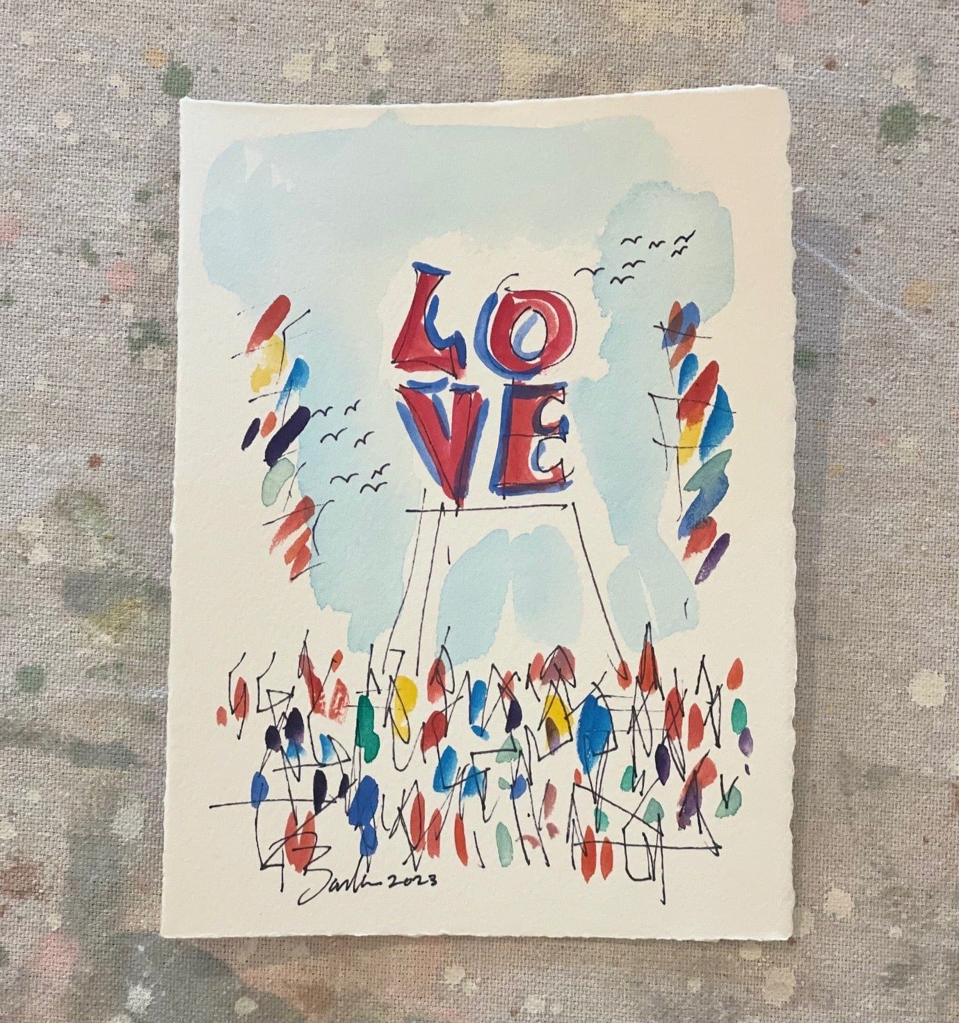 Mini LOVE V  Watercolor | 6 x 8