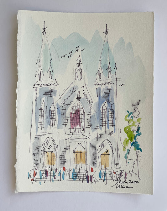 Villanova Church | Watercolor | 6 x 8